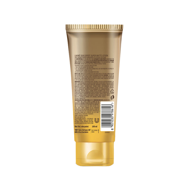 Lakmē Matte Sunscreen SPF 50 PA+++, Niacinamide|UVA/B Protection|For Normal To Oily Skin 100ml