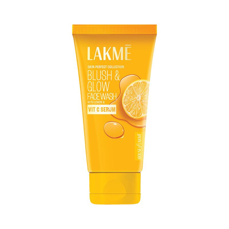 Lakmē Blush & Glow Brightening Lemon Facewash, with Vitamin C Serum, 50gm