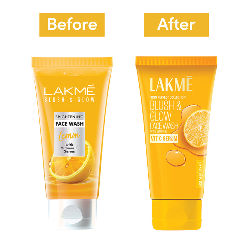 Lakmē Blush & Glow Brightening Lemon Facewash, with Vitamin C Serum, 50gm