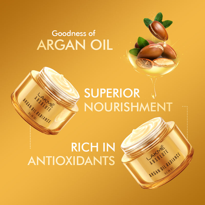 Lakmē Absolute Argan Oil Radiance Oil-In Gel with Antioxidants, Argan Oil, Superior Nourishment, 50G