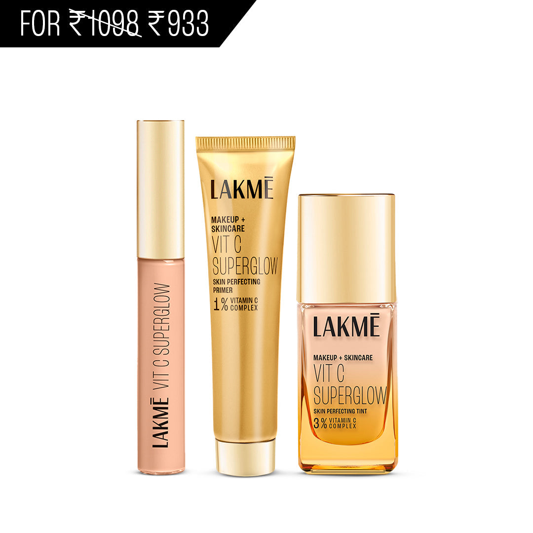 Lakmē VitC Superglow Primer, Tint & Concealer Trio