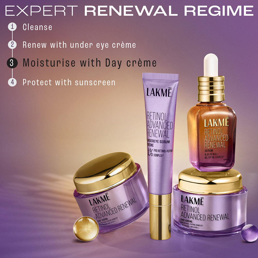 Lakme Retinol Advanced Renewal Day Creme Pro-Retinol Peptide Complex + UV Filters & SPF 15 PA++ 50G