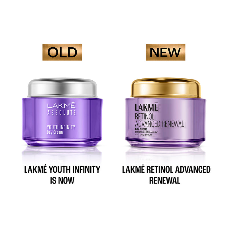 Lakme Retinol Advanced Renewal Day Creme Pro-Retinol Peptide Complex + UV Filters & SPF 15 PA++ 50G