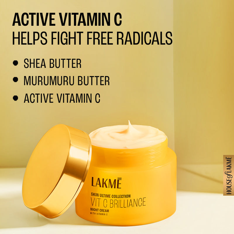 Lakmē Vitamin C Brilliance Night Cream with Vitamin C 50G, healthy, glowing skin