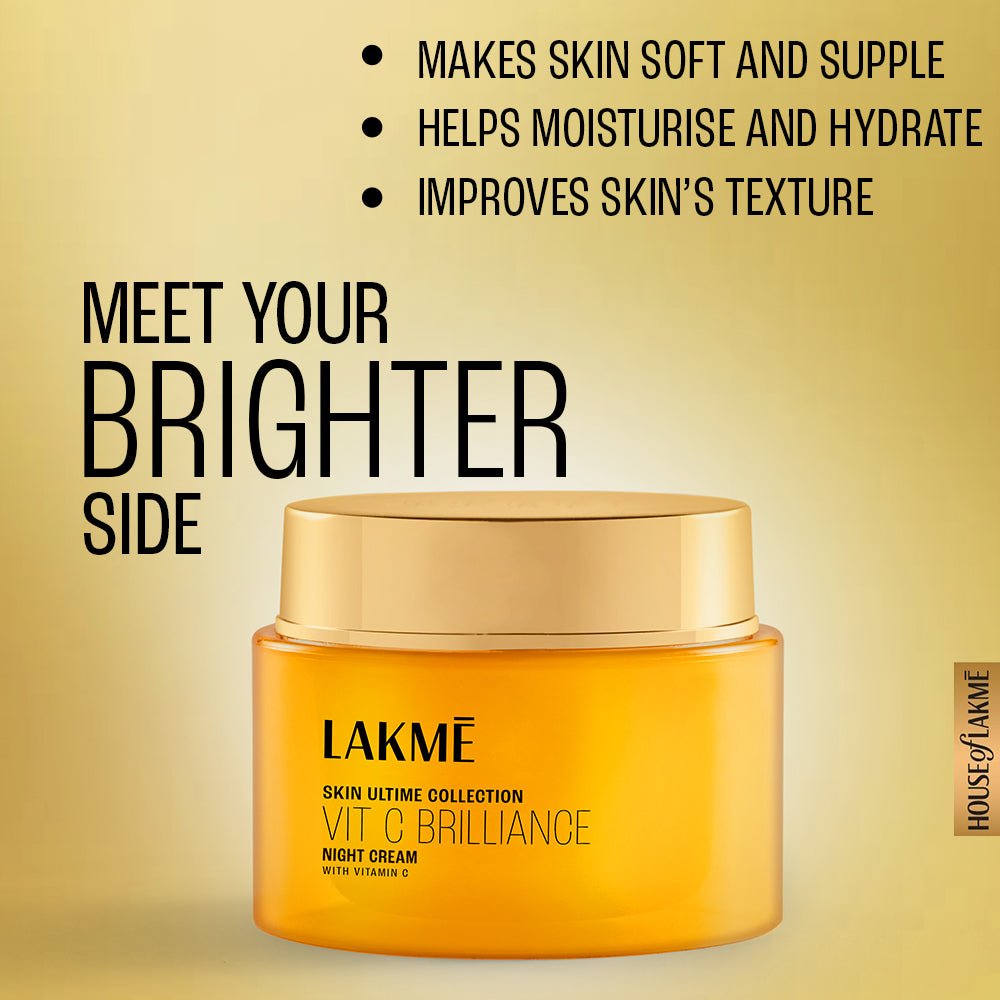 Lakmē Vitamin C Brilliance Night Cream with Vitamin C 50G, healthy, glowing skin