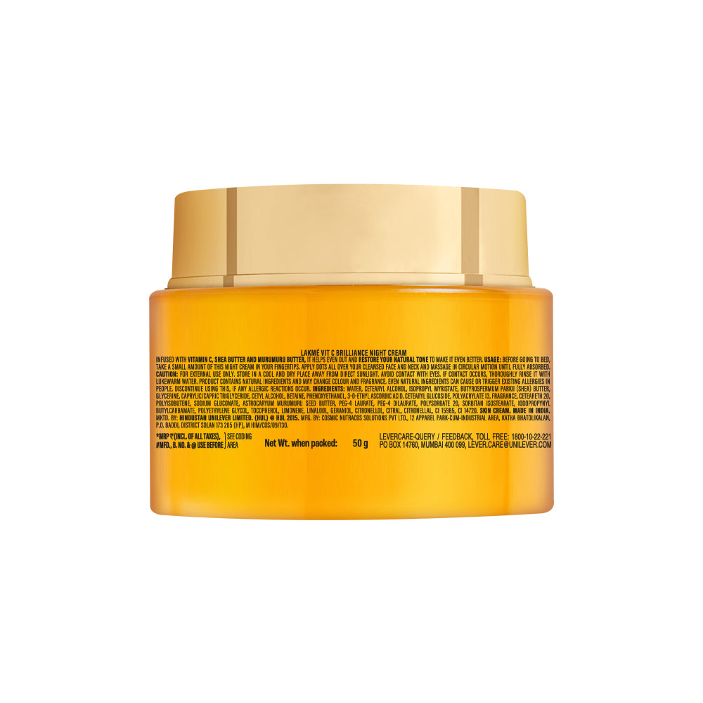 Lakmē Vitamin C Brilliance Night Cream with Vitamin C 50G, healthy, glowing skin