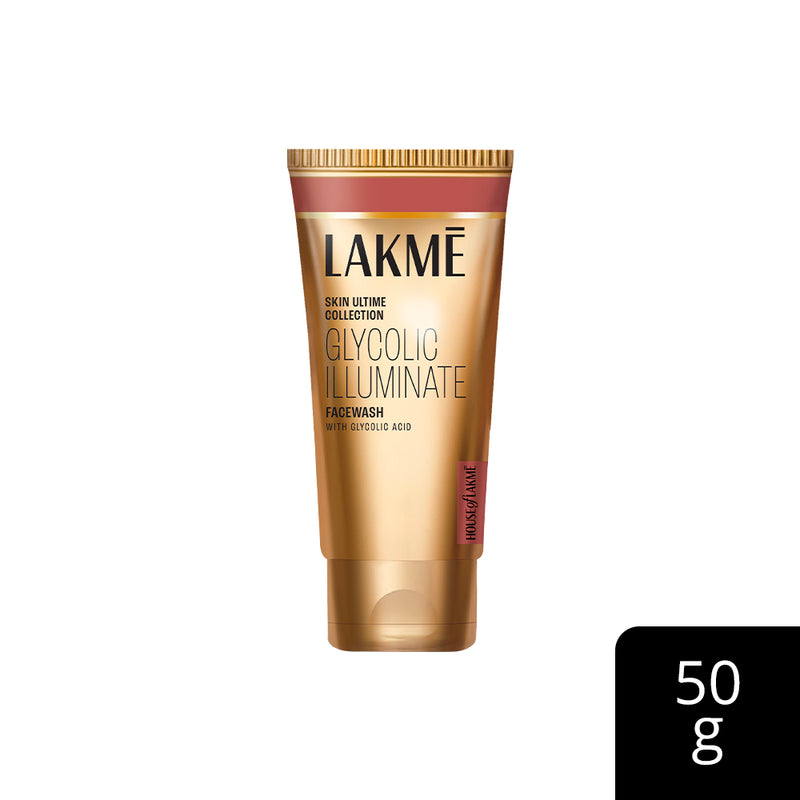 Lakmē Glycolic Illuminate Facewash with Glycolic Acid for Gentle Exfoliation & Illuminated Skin 50g