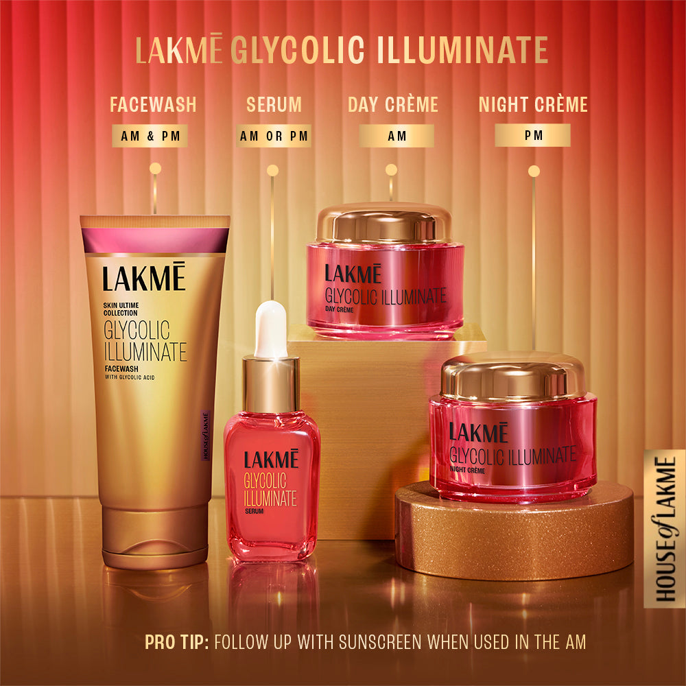 Lakmē Glycolic Illuminate Facewash with Glycolic Acid for Gentle Exfoliation & Illuminated Skin 50g