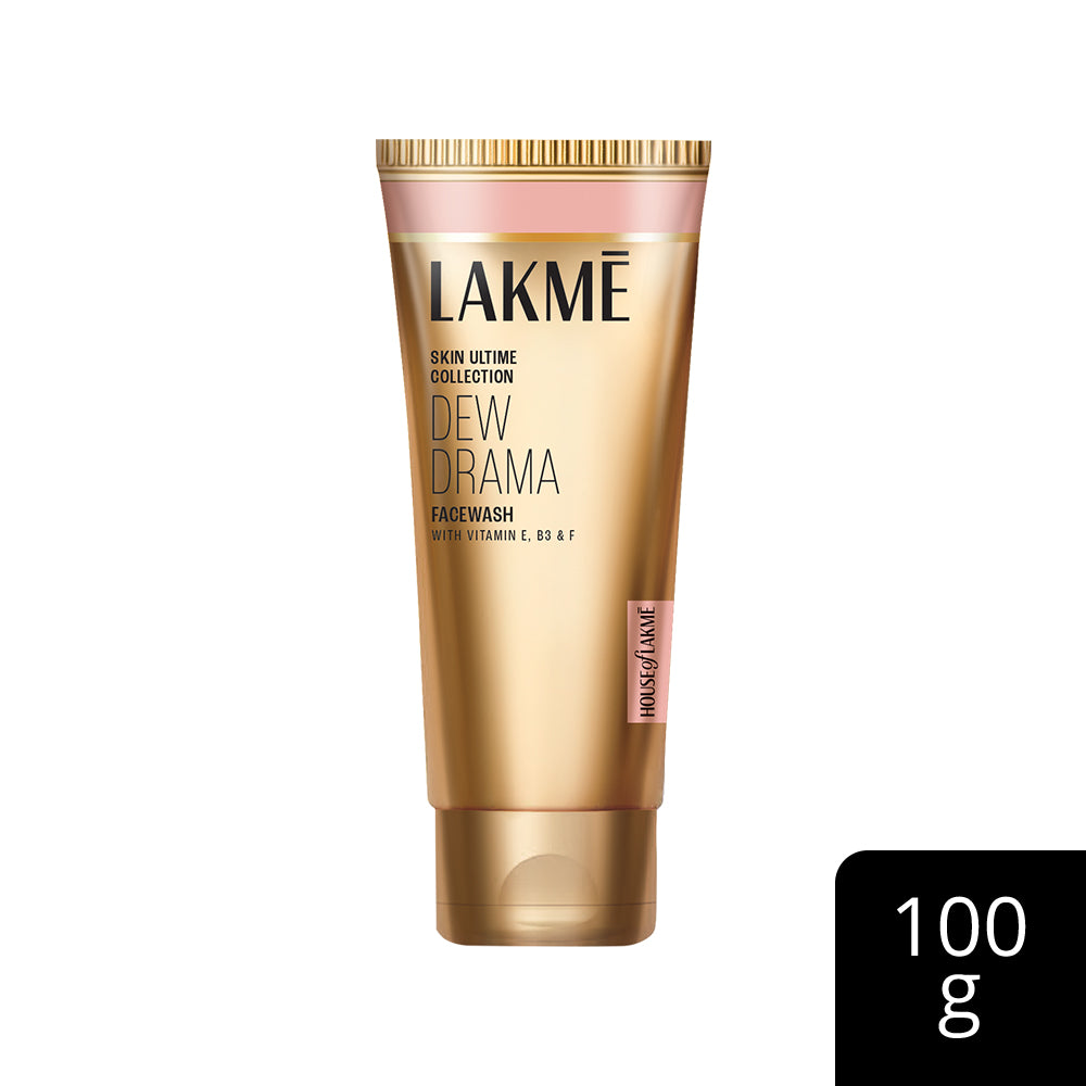 Lakme Dew Drama Facewash with Pro-Ceramides & 6% Vitamin E + B3 + F Complex for Glowing Skin, 100gm