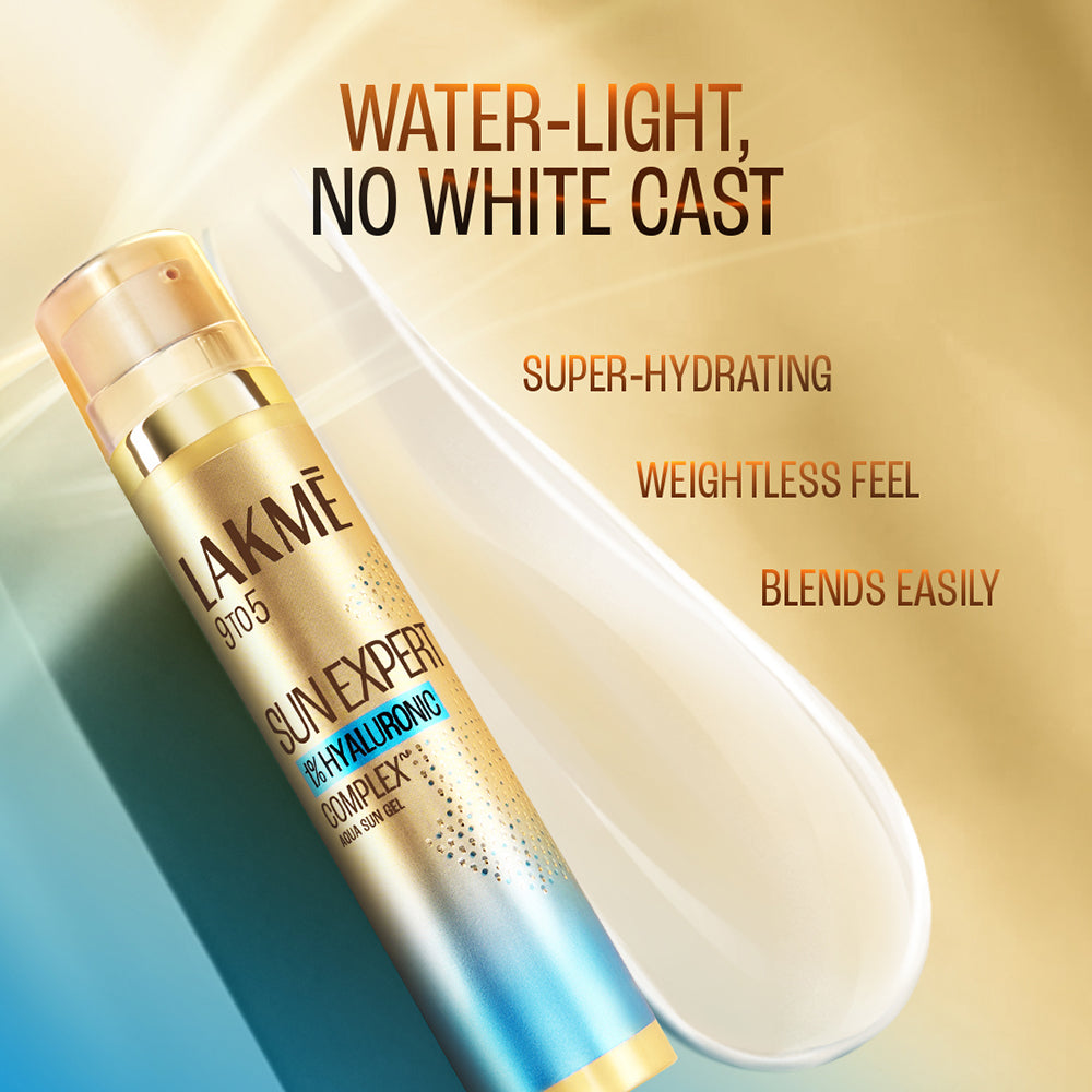 Lakme Sun Expert 1% Hyaluronic Gel Sunscreen SPF 50 PA++++ for UVA/B,No white cast,for hydration 18G