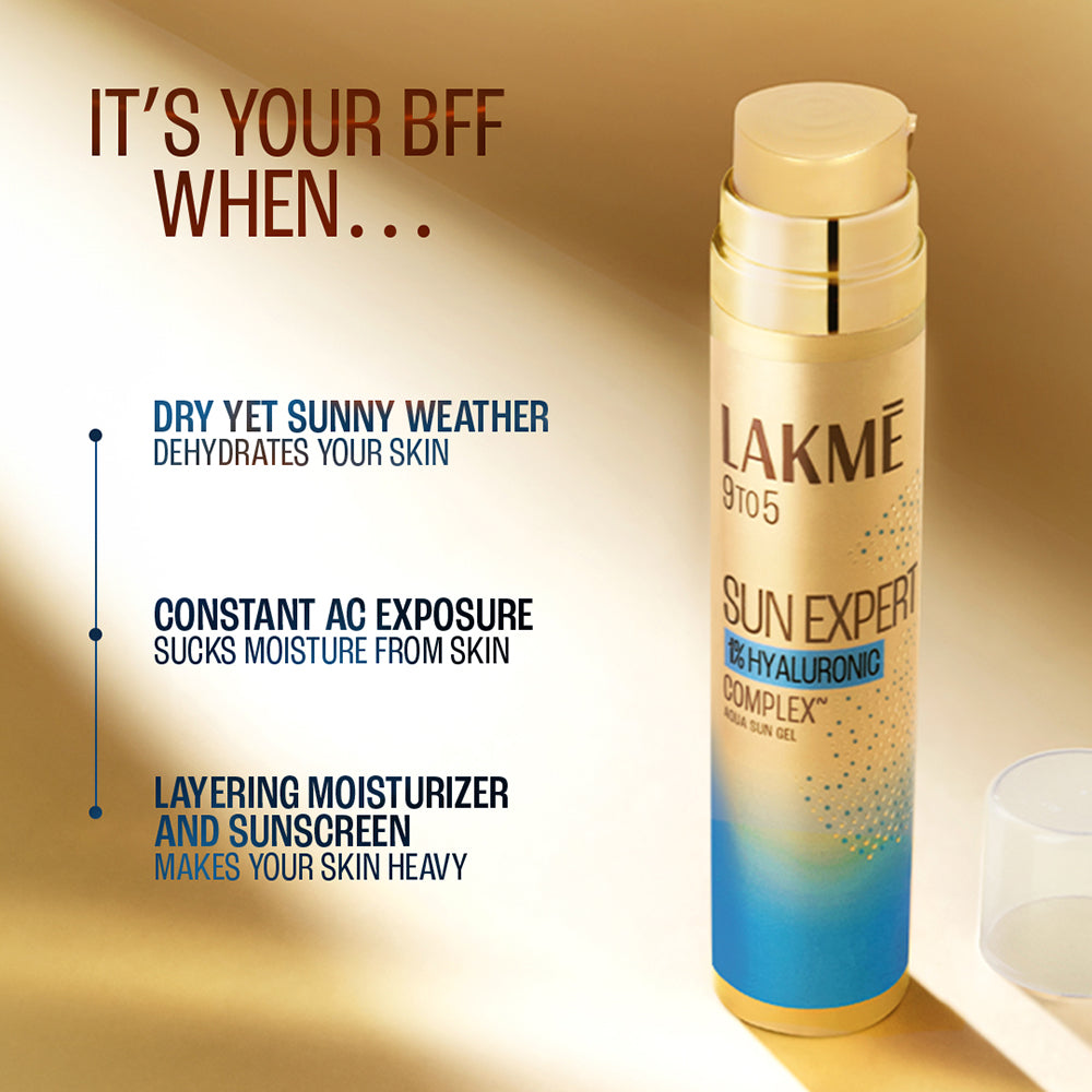 Lakme Sun Expert 1% Hyaluronic Gel Sunscreen SPF 50 PA++++ for UVA/B,No white cast,for hydration 18G