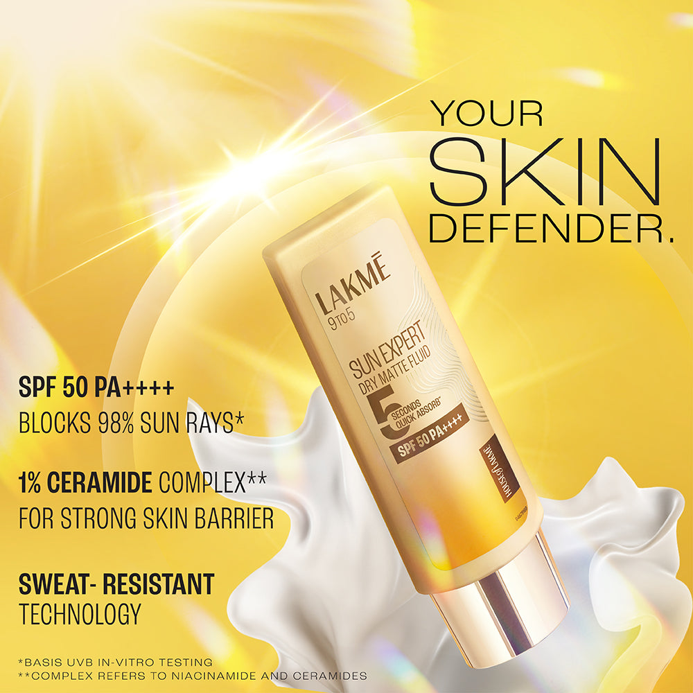 Lakme Sun Expert Dry Matte Fluid SPF 50++++ Sunscreen with 1% niac & ceramide, for oily skin 50ml